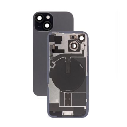 Задняя крышка в сборе со шлейфом вспышки, микрофоном,  iPhone 15 Black Titanium (черный) (Аналог)