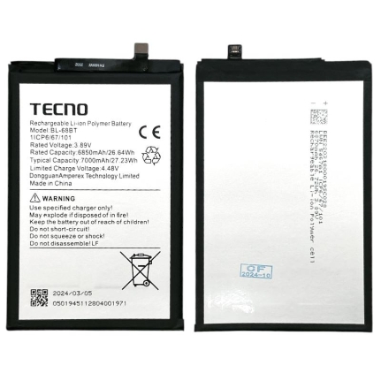 Аккумулятор для Tecno Pova Neo 2, 3, 6 Neo (BL-68BT) 6850 mAh OR