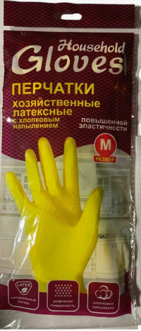 Перчатки латексные хозяйственные Нousehold gloves  (12/240) M