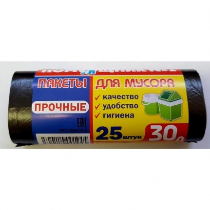 Мусорный пакет  Люкс Помощник №1  30 л/25 шт, 8мкр, 70 рулонов в коробке