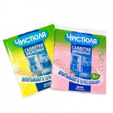 Салфетки вискозные 34*38 см 5 шт * 18/С0309/ ЧИСТЮЛЯ